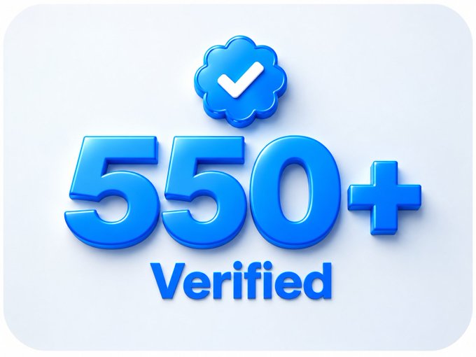 A blue 3D graphic with a checkmark badge and '550+ Verified' text on a white background.