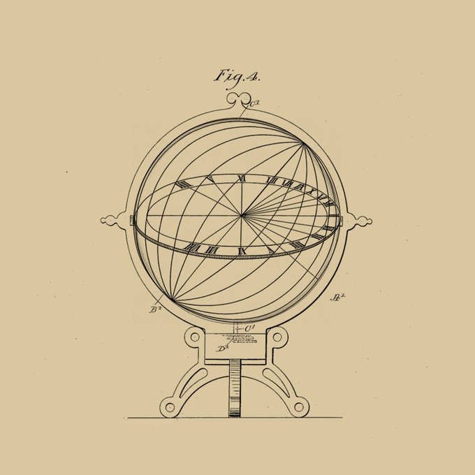 The image is a vintage engraving labeled "Fig. 4" depicting an armillary sphere on an ornate stand, featuring celestial coordinate markings and labeled points (A², B², C², D²) around its rings. The illustration appears unrelated to the post's content about Solana developer relations and DeFi engagement, possibly serving as a satirical or aesthetically unrelated visual accompaniment.