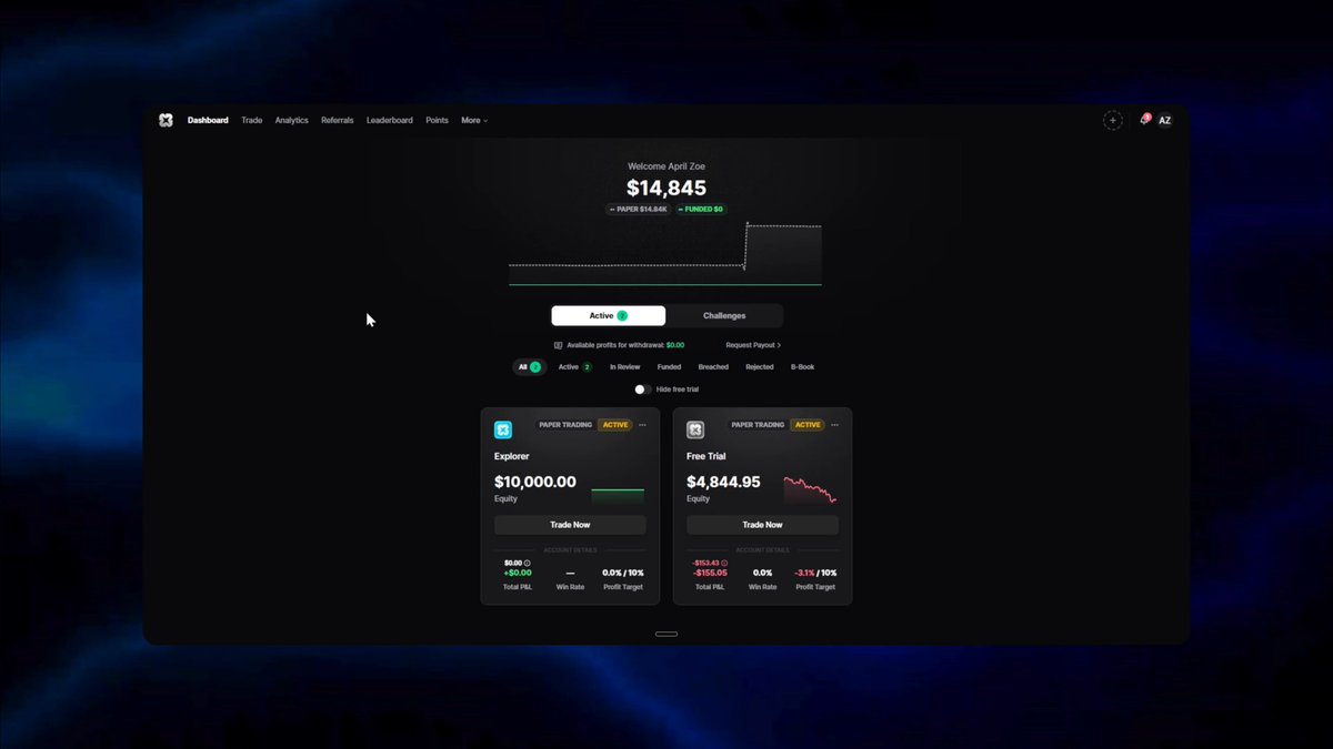 A screenshot of a Quant x Propr trading application with two screens displaying different stock information. The first screen shows the live quote of Stahl 454, while the second screen displays the portfolio and stock details for a user named @Propr XYZ.