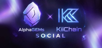 A stylized digital graphic with purple tones announcing an "AlphaGEMS x KillChain SOCIAL" event, featuring geometric logos for both brands.