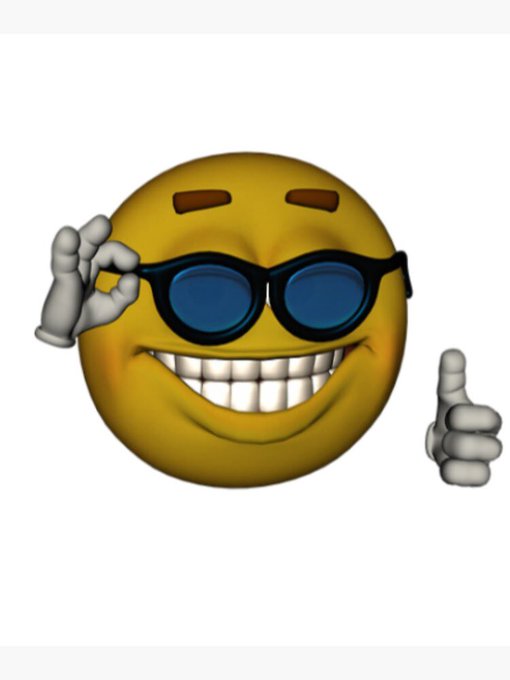 A yellow smiley face emoji wearing dark sunglasses gives a thumbs-up and an 'OK' hand gesture.