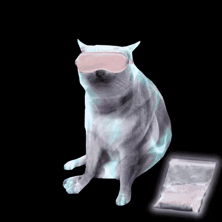 A blue-tinted cat sits with a pink sleep mask covering its eyes next to a small package labeled "CASHCAT," visually representing the meme's message of peacefully slumbering despite the token's unpopular reputation.