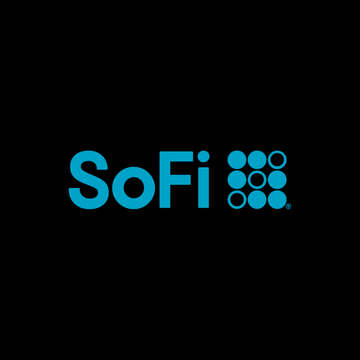 The image features a logo for the cryptocurrency company SoFi. The logo consists of blue letters spelling out "SOFI" with a small circle below them that reads "53B". Below this, there's an explanation about the company's first stablecoin, which is issued by U.S. National Bank. This information is presented in a text box beneath the logo.