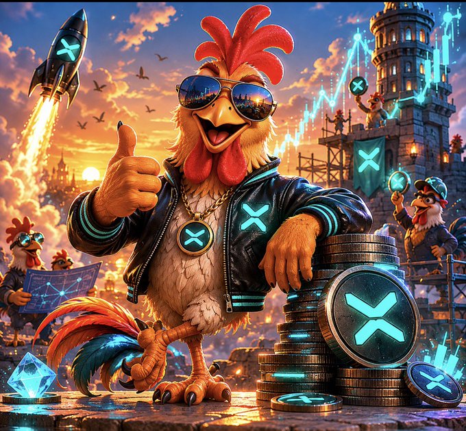 The image features a cartoon chicken wearing sunglasses, giving a thumbs up gesture while standing next to stacks of coins. The text above the image reads "The market watches candles. We watch liquidity, volume, integrations, and treasury growth." This suggests that the chicken is associated with an online marketplace or trading platform where it monitors candle data for trading purposes. The post also mentions that there are more routes being built in the TCX ecosystem to connect different parts of the network together, which could be related to the market's expansion into new territories or the integration of various trading platforms.