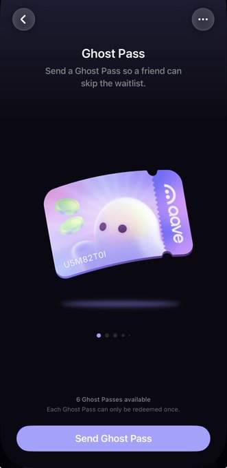 A mobile app screen displays a 'Ghost Pass' for the Noove app, showing a cute ghost-themed digital ticket with code 'U5MB2T0I' and a 'Send Ghost Pass' button.