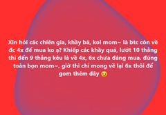 A red graphic with a purple circle containing Vietnamese text that ends with 'gạm thêm đây 😭'.