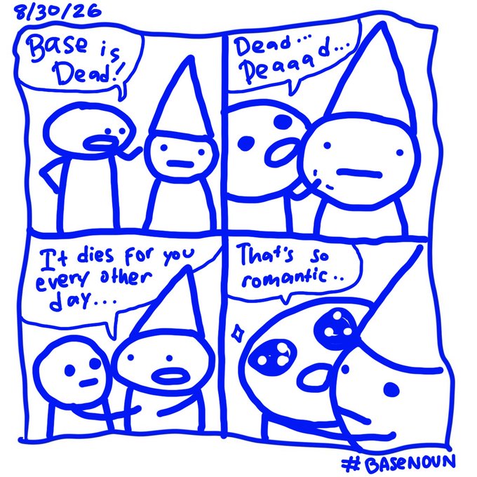 A hand-drawn four-panel comic dated 8/30/26 featuring characters from 'Oasenoun' discussing base mechanics with dialogue like 'Base is Dead!'.