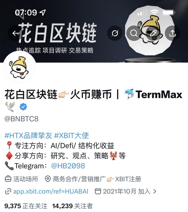 The image shows a social media post with a profile picture of a person wearing a yellow hat, along with a description of the post's content. The post includes a link to an article about Bitcoin and terms like "termmax", "黄赌毒", and "禁止". The post also mentions that it was posted at 7:09 am on 09/09.