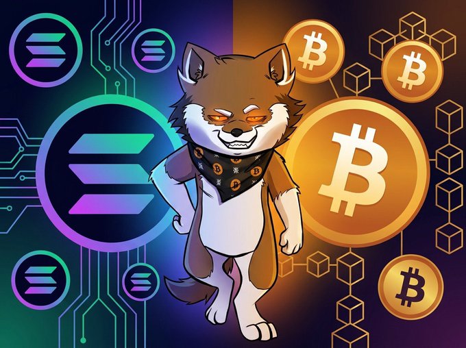 The image features a cartoon dog wearing a bandana with the words "Bitcoin" written on it. The dog is standing next to a bunch of Bitcoins, which are scattered around the scene. In addition to the Bitcoins, there are also some dollar signs in the background, indicating that this might be related to Bitcoin or cryptocurrency. The image seems to be promoting Bitcoin and its associated meme culture, with the cartoon dog as a symbol for the currency's popularity among younger generations.