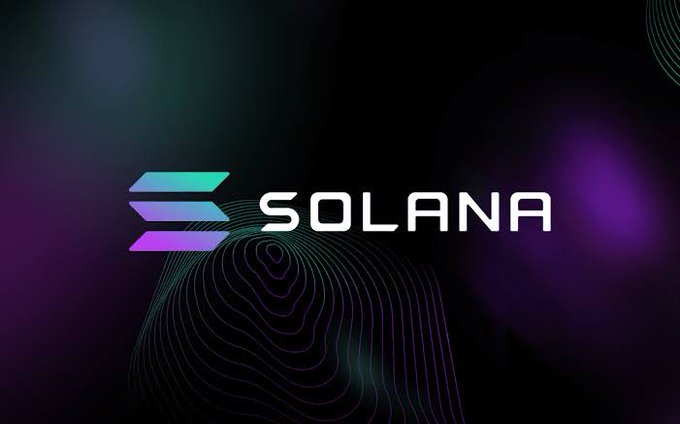 In the image, a large logo is displayed against a dark background, accompanied by a purple line that adds depth and visual interest to the scene. The logo prominently features the word "SOLANA" written in white letters below the "#" symbol. The caption at the bottom of the photo explains that Solana DeFi activity has reached record levels with $64.6B in perps volume real usage being what matters most. This suggests a significant increase in popularity or value for those who have invested in the cryptocurrency.