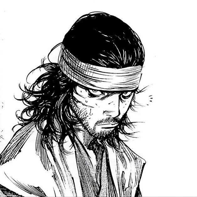 A black-and-white manga-style illustration of a rugged, long-haired man with an intense gaze wearing a headband, fitting the "legendary weekend" vibe of the post about taking a moment to appreciate growth with crypto projects. The image's determined, warrior-like character visually echoes the "legendary" sentiment mentioned in the message.