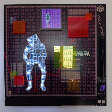 The image features a large, colorful digital art piece that depicts a robot standing in front of a computer screen with the words "PROBLEM" written on it. The artwork also includes various other elements such as a keyboard, mouse, and a building. The artist has used a combination of pink, purple, orange, and yellow colors to create this vibrant and eye-catching piece.

The post that accompanies the image is titled "Failed Password", which suggests that there might be an issue with someone's password or login information. It also mentions that the cypherboard will be shipped to the buyer at 5 ETH. The text on the post implies that the artist has created this digital art piece as a form of expression, possibly related to computer security or personal experiences involving passwords and online privacy.