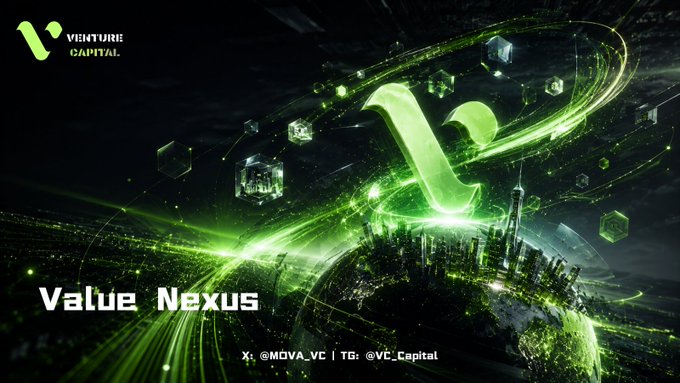 The image features a green planet with a large "V" on top surrounded by smaller cubes that glow with a bright green light, creating an otherworldly atmosphere. The text at the bottom of the image reads "VC captures their value. As USD1 expands across payments, settlement, and real-world assets, VC transforms liquidity into coordinated capital, positioning itself at the center of future financial flows".