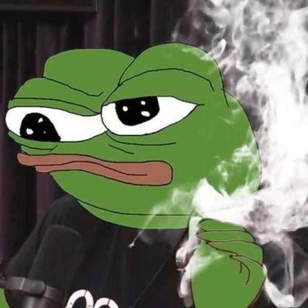 A sad-looking Pepe the Frog meme is shown smoking in front of a microphone, visually conveying the bleak mood behind the question "is 1 b420 enough to retire?"—which references needing 1 B420 (Bitcoin, priced at $420) to retire, a clearly inadequate amount highlighted by the frog's despondent expression.