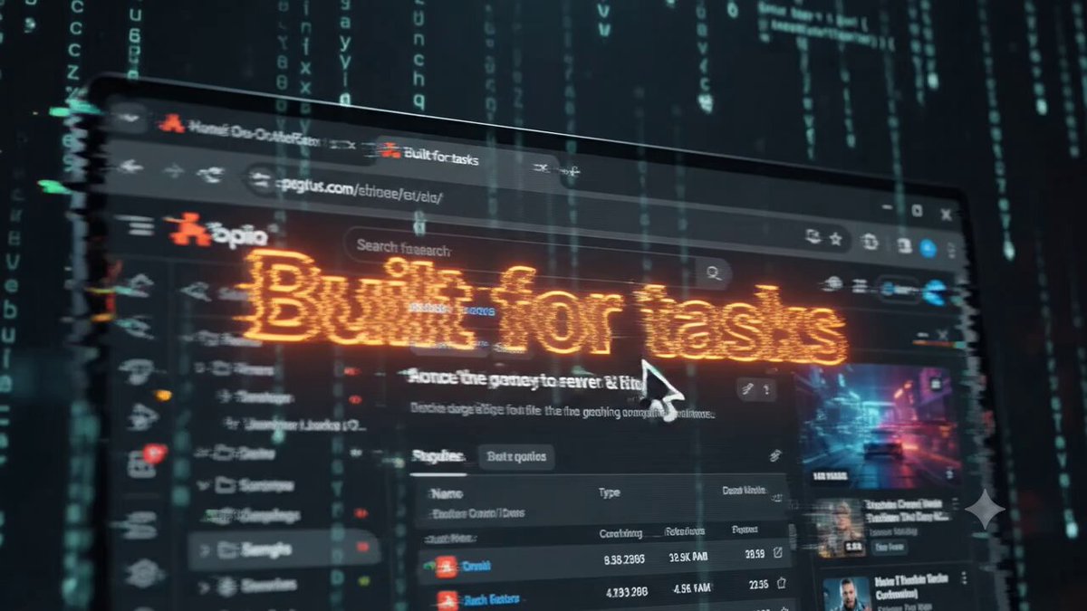 The image shows an open laptop screen displaying a website with orange neon text that reads "BUILT FOR TASKS" and "ARC Are you forget @TheARCTERMINAL Most AI tools are built for tasks." The website appears to be a project management tool, as indicated by the presence of the word "ARC" in the image. The screen also shows a list of projects with their respective status, which includes "completed," "in progress," and "not yet started."