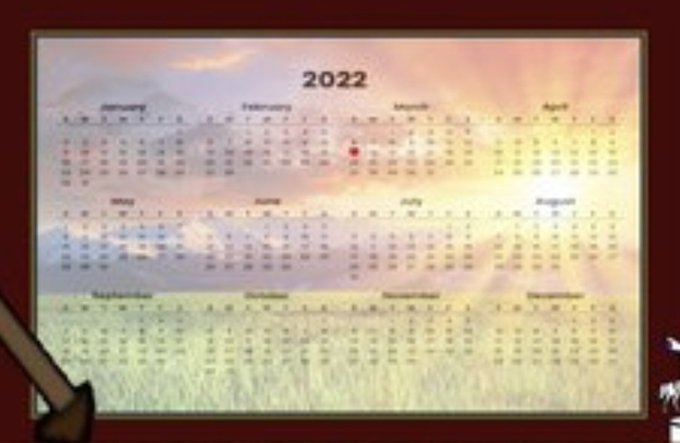 A 2022 calendar hangs against a sky background, with a red dot marking a date in March, while a drawn arrow points toward the lower left. The post "August It Is Then #XRP" appears to reference the calendar, possibly indicating a wait until August for an XRP-related event.