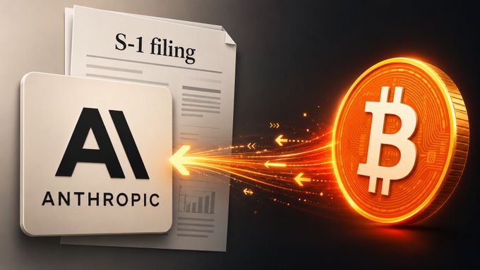 The image features a coin with an orange glow at its center, which appears to be a Bitcoin (BTC) or altcoin. The coin has an inscription stating "AI" above it, indicating that this is a product of Artificial Intelligence. Surrounding the coin are multiple papers with varying shades of gray and white colors. The background of these papers appears dark in color. Below the coin, there is some text that reads "S-1 Filing". This suggests that the coin may be related to an initial public offering (IPO), where AI's creation is being marketed as a means for investors to gain access to private companies' intellectual property and potentially earn significant returns on their investment.