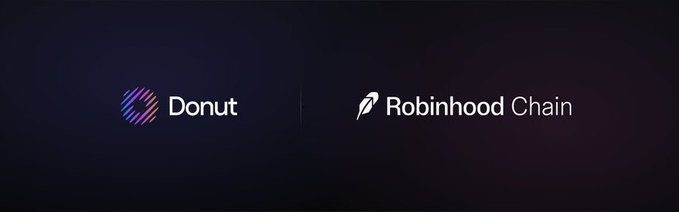 A dark banner displaying the logos 'Donut' and 'Robinhood Chain' side by side.