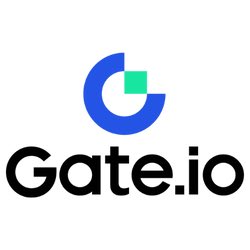The image features a logo for Gate.io that includes a blue circle with a green square inside, accompanied by the words "gate.io" written below it. The text also mentions that the platform has launched on Ripple's $RLUSD stablecoin, which is now live on Gate.io and can be accessed through XRP/RLUSD spot trading. This expansion signifies progress in the adoption of RLUSD as a mainstream cryptocurrency for various financial applications.