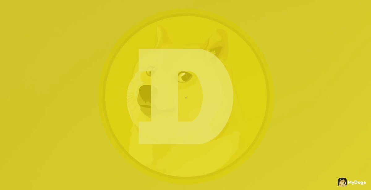 The image features a yellow circle with a white "D" inside of it, which appears to be a logo or symbol for a website or social media platform named "Doge100percent". The background of the image is a solid color that matches the yellow circle and the white "D", creating a cohesive visual theme. The text in the image reads: 
"$DOGE IS INEVITABLE GIVEAWAY Follow @doge100percent w/ Repost & like! Reply w/ a meme & tag $DOGE fam! [1 entry/person ... #496."