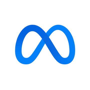 A blue infinity-style logo, resembling Meta's signature branding, is displayed on a white background, visually representing the company's massive $10 billion investment in a 1-gigawatt AI data center in Alberta, Canada—its largest investment outside the US.