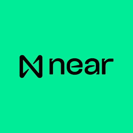 The 'Near' logo is displayed in black text on a bright teal-green background.