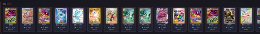 A row of digital trading cards or NFT collectibles is displayed with prices and names like 'Otimus', 'Otimus Monoceros', and 'Otimus Monoceros' visible.