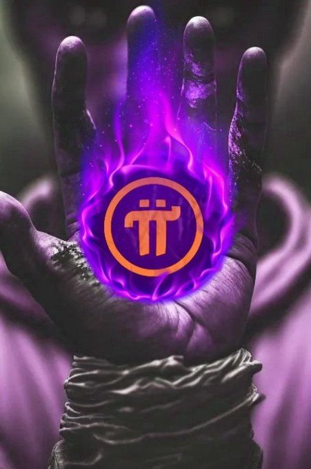 A hand cloaked in darkness cradles a purple flame bearing the Pi (π) Network logo, symbolizing the project's enduring presence. The burning emblem reflects the post's message of PiNetwork as an unstoppable flame evolving through each stage toward revolutionizing stablecoins.