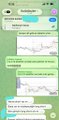 The image shows a mobile chat conversation in Turkish discussing a stock ticker (#kchol, Koç Holding), featuring two candlestick charts with potential price targets ranging from 195.30 to 197.40, alongside enthusiastic messages from users about going live and giving reactions.