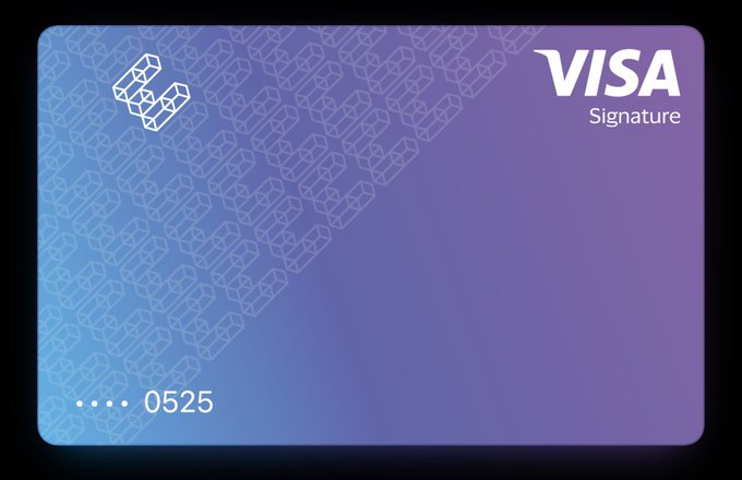 A Visa Signature credit card featuring a blue-to-purple gradient design with a geometric pattern, displaying the card number ending in 0525 and the Visa Signature logo.