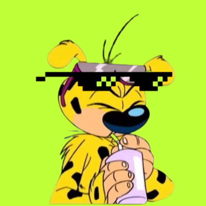A cartoon image of Marsha from the animated series 'Brickleberry' wearing pixelated 'thug life' sunglasses and holding a pink drink.