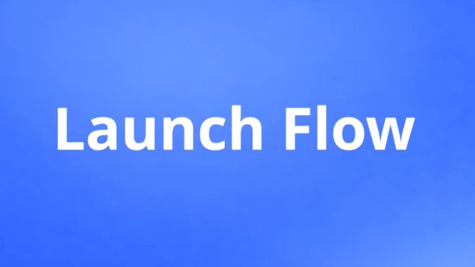 White text reading 'Launch Flow' centered on a solid blue background.