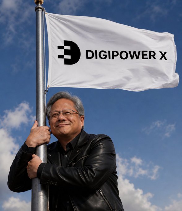 The image features a man standing next to a flagpole with his arms around it. The man has glasses, a leather jacket, and is smiling at the camera. In the background, there are clouds visible against a blue sky. The main focus of the image is on the man holding up the flag, which appears to be white in color.