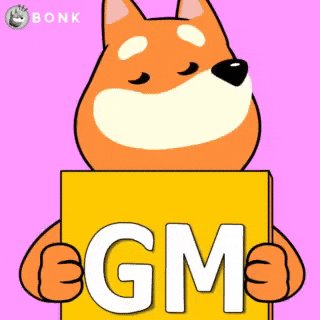The image features a cartoon dog holding up a yellow sign that reads "Gm". This suggests that there might be some sort of connection between the dog's name or the letter "M", possibly related to a brand, product, or service. The pink background and the cartoon dog create an engaging visual experience for viewers who are interested in learning more about this particular subject matter.