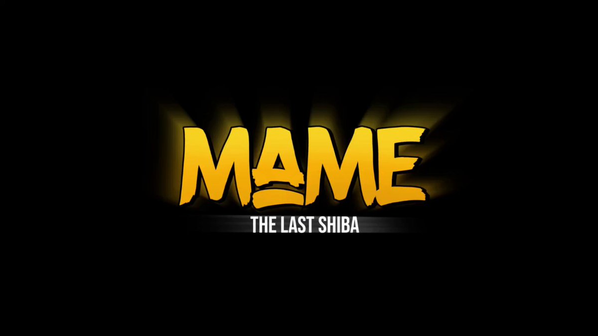 The image features a black background with white text that reads "MAME The last Shiba Inu $MAME Bear Cub's just gonna call it mama from now on, mama mama mama mama". This text is related to the post about the game "MAME" and its title.