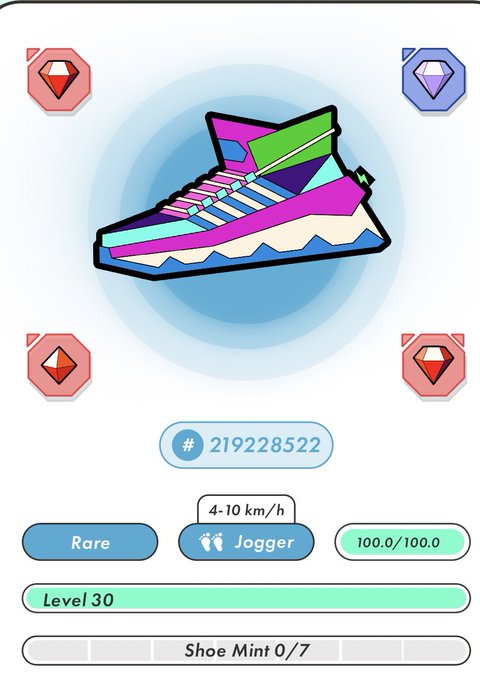 The image presents an illustration of a pair of shoes with a blue background and various gemstones, including diamonds, rubies, and sapphires. The description suggests that these shoes are part of a game or simulation related to the concept of earner shoes. What the image shows is not an actual shoe but rather a representation used in a game or application. In this post from another user, they have made a change to one aspect of the earner shoes and it has resulted in the C value exceeding 1225. This might be due to them changing just one gemstone such as a diamond, which could affect the overall balance within the shoe's design. The post highlights how even subtle changes can have significant impacts on the game or simulation being played.
