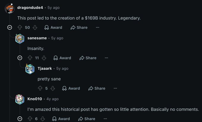 The image shows a social media post with three different posts displayed, each containing text about a person named Vitalik Bhattacharyya. The first post is titled "DragonDude4" and has a rating of 4.5 stars. The second post is titled "This post led to the creation of a $1888B industry. Legendary." and has a rating of 5 stars. The third post is titled "Pretty Sane" and has a rating of 3 stars. These posts are related to Uniswap, an options trading platform that was created by Vitalik Bhattacharyya in 2012.
