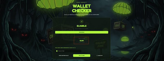 The image shows a “WALLET CHECKER” for the Robinhood Chain, with a wallet address “0x…92” entered and an “ELIGIBLE” result. It relates to the post by offering a no-connection/no-signature way to check whether an old wallet qualifies for a potential airdrop.
