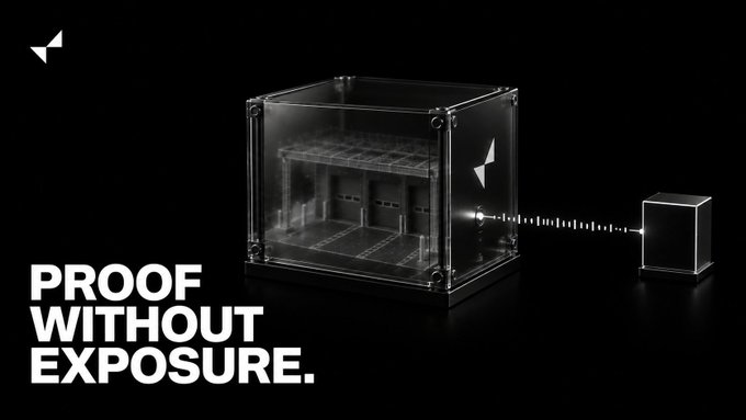 A promotional graphic featuring a transparent crypto hardware wallet with the tagline 'PROOF WITHOUT EXPOSURE.' in bold white text on a black background.