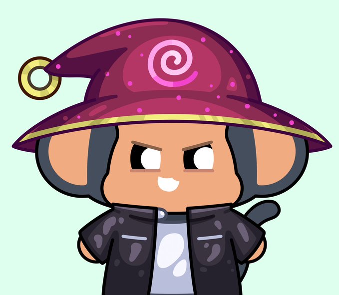A cartoon mouse character wearing a maroon wizard hat with a pink spiral design and a black leather jacket stands with a smug expression, fitting the "Chimple" Chimpers NFT branding as a mischievous, wizard-themed mascot for the collection.