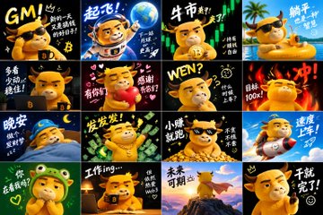 A collage of various cartoon bear memes featuring Chinese text, showing the bears in different situations like sleeping, working, and playing with money.