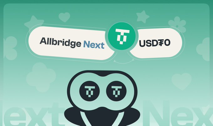 The image features a poster or banner with two icons, one representing "Allbridge Next" and the other indicating "USD40". The icons are accompanied by text that explains their purpose and usage for transferring money between platforms.