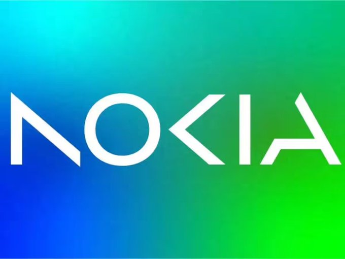 The image features a logo for Nokia, which consists of the word "Nokia" written in white letters against a blue background with a green border. The text is positioned centrally within the frame, making it the focal point of the image. The colors used are vibrant and eye-catching, drawing attention to the brand name.