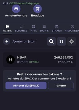 The image shows a screen displaying information about a cryptocurrency wallet, which is set up for Hbarcapital. The main focus of the image is the "hbar hashpack" with a total value of 463 units and an average DCA (defined as 0.084) per day. The text in the image reads "Hbarcapital added a bit more hbar to it's @hashpack +12 units Hash staked 246 igor (+13,1 Hbar/day free) Cold wallet 237 139 Total 463" and "Buy everything under 0.1". It appears that the wallet is set up for Hbarcapital, which has been mentioned in a post where Hbarcapille is described as an ideal cryptocurrency to buy with your hashpack, as it is added @hbar.