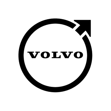 The image shows the Volvo logo, featuring the iconic circular arrow design (representing the mythological iron symbol) with the word "VOLVO" displayed across a diagonal bar. This logo accompanies the post about Volvo Group's interview with Cardano Foundation, where Ivan Branco shared insights about exploring blockchain technology for supply chain optimization.