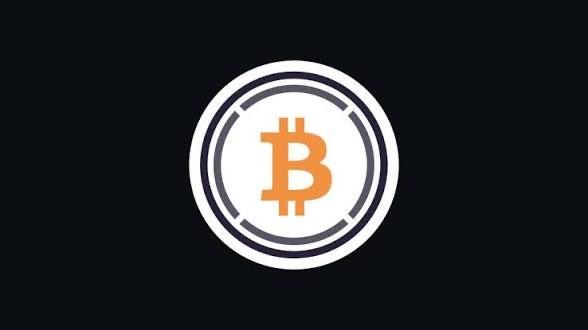 A Bitcoin (BTC) logo displayed on a black background.