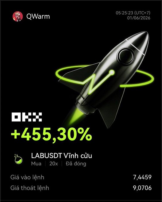 The image features a rocket ship with green lights coming out of its nose, flying through space against a black background. The rocket ship appears to be moving towards the right side of the image. Below the rocket ship, there are numbers written in both English and Vietnamese, which seem to represent some sort of value or information related to the rocket's trajectory or speed.