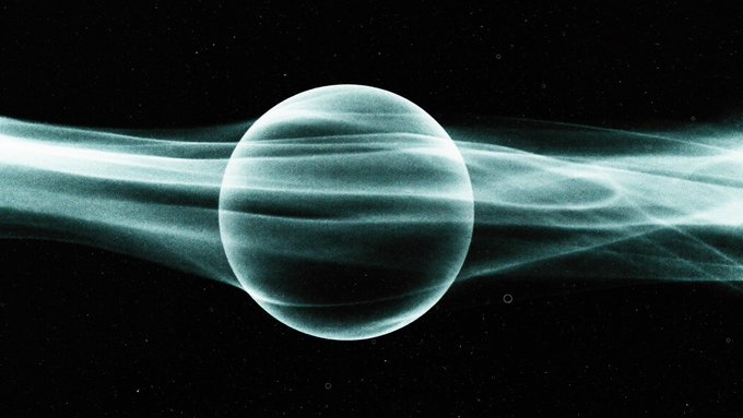 The image depicts a glowing planet with ethereal rings encircling it, set against a dark, star-speckled space backdrop. The celestial imagery evokes the concept of an invisible, far-reaching field—much like how a quality record can exert influence without being physically seen, echoing the post's theme of unseen token metrics shaping trust in the inference marketplace.