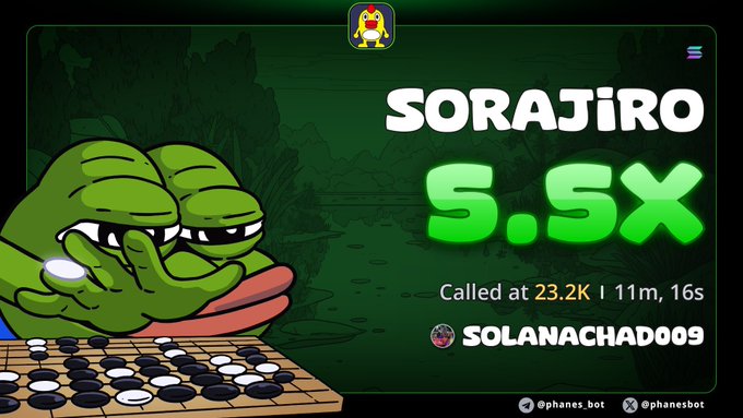 A digital graphic featuring a cartoon Pepe the Frog character playing Go against an 'S.SX' opponent called 'SORAJIRO' by 'SOLANACHAD009', with a call at 23.2K shown on screen.