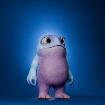 A cute, cartoon-style creature with purple and blue gradient skin stands against a deep blue background, likely representing one of the special "Gimboz" NFTs mentioned in the post. The character appears to be a collectible figure from the Dojo Drop launch celebration on ApeChain, gifted by the team to @apechurch.